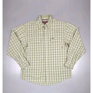 Simms Button Up Shirt Mens Medium. Cor3 Long Sleeve Plaid Pearl Snap‎ Fishing.